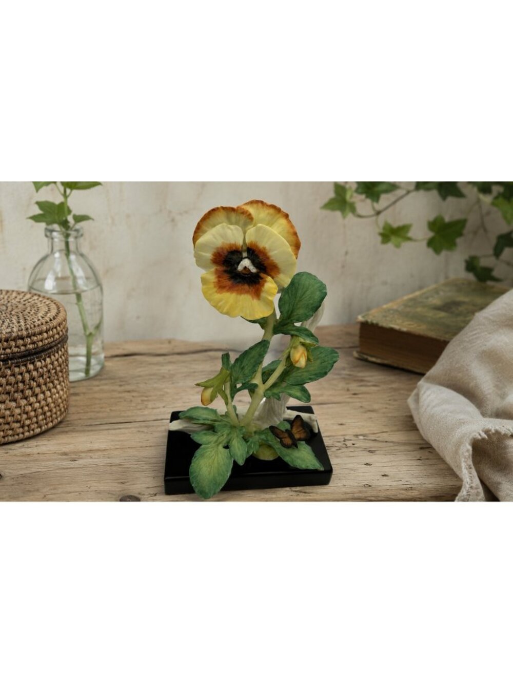 Cybis Porcelain Sculpture Figurine Pansies Butterfly Signed Limited Edition 949